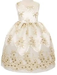 Girls Tea Length Embroidered Satin Flower-Girl Dress/Party Dress 