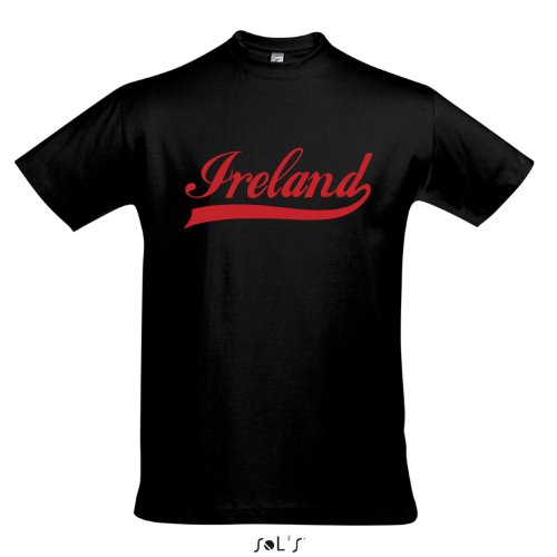 T-Shirt Irland Oldschool Ireland LÄNDERSHIRT EM / WM FAN Trikot S-XXL , Deep black – rot , M