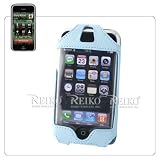 Light Blue Apple iPhone Premium Leather Vertical Holster Case Cover with Swivel Belt Clip and Screen Protector