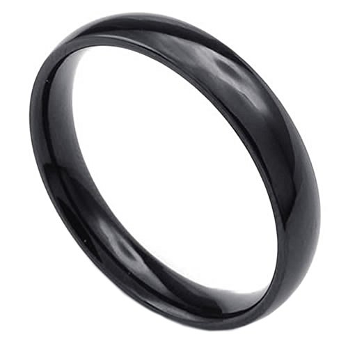 KONOV Mens Womens Stainless Steel Ring, 4mm, Comfort Fit Band, Black