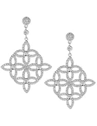 14K White Gold Diamond Flower Dangle Earrings (1 3/4Cttw, SI Clarity, F Color)