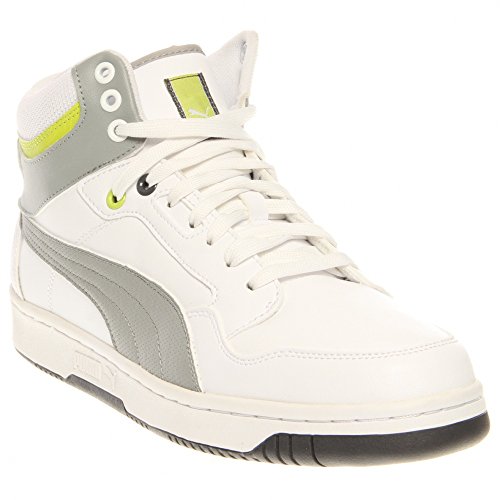 PUMA Men's Puma Rebound FS 4 Mid Classic High Top Sneaker,White/Limestone Gray,13 M US