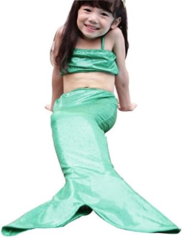 Fashion Empire Girl Mermaid Tail Swimmable Bikini Set Kids Swimming Costume 3pcs (120, Watermelon red )