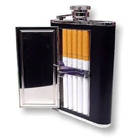 6 oz. Flask with Built in Cigarette Case