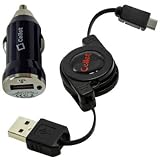 Oriongadgets Retractable Sync & Charge USB Kit (Retractable USB Cable & Bullet Car Adapter) for Acer Iconia Smart