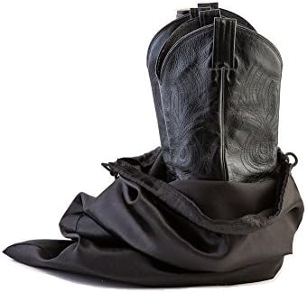 Large Boot Bag, Cowboy Boot Bag w/ Drawstring (Black) -Set of 4 Travel Boot Bags, 24" X 18"