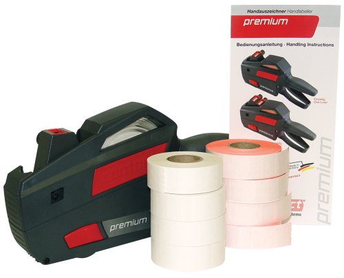 Contact Premium Price Marking Kit, Grey Labeler with 4 Rolls of Florescent Red Labels, 4 Rolls of White Labels and One Ink roller (8.22) On Sale