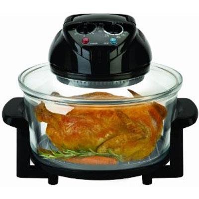 Big Boss Rapid Wave Halogen Infrared Convection Countertop Oven - 12 ½ Quart with Extender Ring Glass Bowl