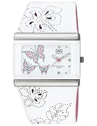 Q and Q Women Analog Watch White Case & Leather Band
