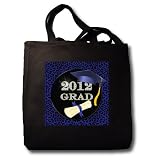 2012 Grad in Blue Cheetah Print and Diamond - Black Tote Bag 14w X 14h X 3d