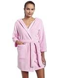 Intimo Womens Hooded Plush Robe, Fresh Pink, Medium