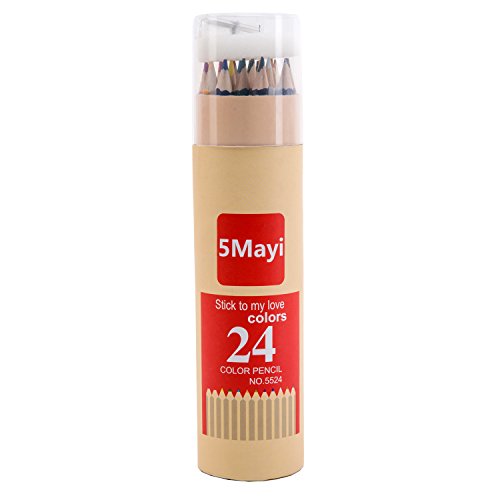 5Mayi Drawing Pencils/Colored Pencils Set Of 24 Assorted In Vase Tubular Package With Longer Life-Sharpener (600346115194)