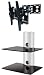 PACKAGE DEAL! Two SHELVES Wall Mount for AUDIO VIDEO Equipment-BLACK Glass SILVER Tube + Universal SWIVEL / TILT Bracket with EXTENSION ARM for ALL TV Brands 37 40 42 46 47 50 52 54 55 58 60 inch TV Flat Panel-HD Ready Screen
