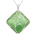 18" Designer Green Jade Pendant with Sterling Silver Leaf Scroll Overlay