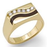 Gold Coral Ring with Diamond in 14K Yellow Gold