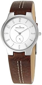 Skagen Slimline Steel Brown Strap Mens Watch 433LSL1