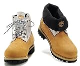 「[Timberland/ティンバーランド] ツートン＆ビッグロゴ ブーツ ベージュ×グレー メンズ 26cm」の画像