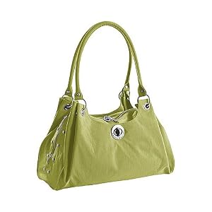 Ladies baggallini VALS410 Valencia Bagg - Leaf Green Steel Blue Nylon Silver hardware by Baggallini