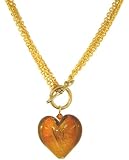 Golden Tone Heart Murano Glass Necklaces