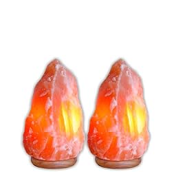 7-inch - Indus Classic Special Mother Day Gifts Packof 2, Himalayan Crystal Salt Lamps 5~7 Pounds. Get Free 125 Grams Gourmet Pink Edible Food Grade Salt.