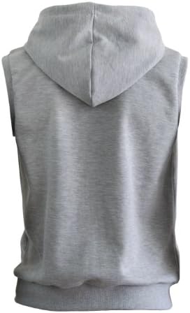 BCPOLO Gray Sleeveless Zip Hoodie Sleevelsee Fashion Hoodie Cotton Full ZIp Hoodie (Large)