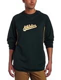 MLB Men's Oakland Athletics Long Sleeve Crew Neck Thermabase Tech Fleece Pullover by Majestic (Pro Athletic Dark Green/Pro Gold, Medium)
