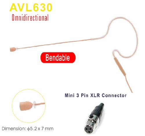AV-JEFE Mini Skin Color Earhook Microphone (Mini 3 pin XLR Connector/ TA3F)