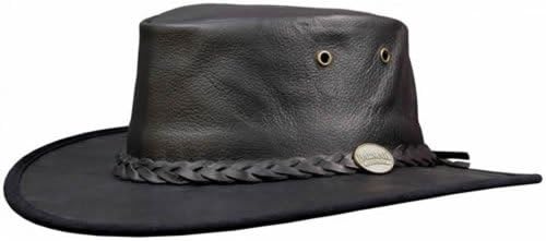 Medium Black "Sundowner Roo" Kangaroo Leather Packable Outback Hat