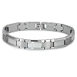 Tungsten Men's Link Bracelet with White Carbon Fiber Inlays 10mm Wide- 9.0 Inches