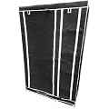 Black Double Canvas Wardrobe Clothes Rail Storage