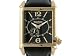 Triumph Gents Black Leather Gold IPG Head Dress Watch