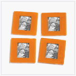 Orange Photo Frame Coaster 4pc