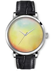 SPRAWL Aanalog Fashion Series Silver Ladies Watches of Genuine Black Leather Strap,Unique Wrist Watch for Women Girls Designed with beige background