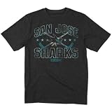 San Jose Sharks Black Stars and Sticks Cross Dyed Heathered T-Shirt
