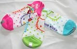 Hello Kitty Girl’s No Show Socks 3 Pair-3 Designs Size: 6-8.5 – white/Pink/Lime/Aqua Dots