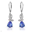 Earrings With 2.95ctw Precious Stones - Genuine Clean Diamonds and Tanzanites Beautifully Designed in 14K White Gold Length 33mm