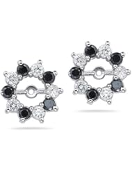 0.92 Ct White & Black Diamond Earring Jackets in 14K White Gold