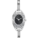 Fontenay - UR2214AB - Montre Femme Rhodium - Quartz Analogique - Fond Noir - Bracelet Rigide M&eacute;tal M&eacute;tal Argent&eacute;