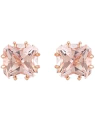 Genuine Morganite Octagon Stud Earrings in 14K Rose Gold