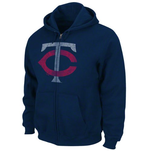 Minnesota Twins Navy Silver Era Retro Logo Full-Zip Hooded Sweatshirt