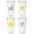 Swirls Summer Designs 16 oz Insulated Beverage Tumbler Set, Clear (4 designs)