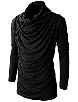 H2H Mens Unique Slim fit Fashionable Designed Shirring Long Sleeve T-shirts