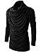 H2H Mens Unique Slim fit Fashionable Designed Shirring Long Sleeve T-Shirts Black US S/Asia M (KMTTL0252)