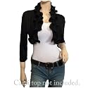 Plus size Cropped Ruffled Shawl Shrug Bolero Black