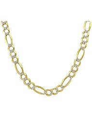 14k Solid Gold 22" White Pave Figaro Chain 4mm wide