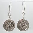 Round Antiqued Finish Om (Aum) Symbol Dangle Earrings, #9491