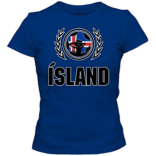 Island EM 2016 #2 T-Shirt | Fußball | Damen | Strákarnir okkar | Trikot | Nationalmannschaft, Farbe:Blau (Royalblue L191);Größe:L