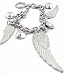 Designer Look Triple Angel Wing/Wings & Hearts Charm Toggle Bracelet Silver Tone