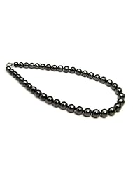 Tahitian Round Pearl Necklace 9.1x11.3mm. with Matted Ball Clasp