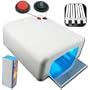 (PMS) 36 Watt UV Gel Nail Lamp Dryer Light Shellac Gelish Timer 36W With 4 x 9W Bulbs+ Nail buffing block Freeshipping